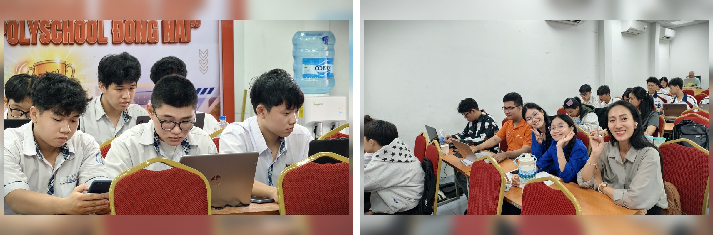Thí sinh tập trung làm bài và trao đổi trong thời gian thi trực tiếp