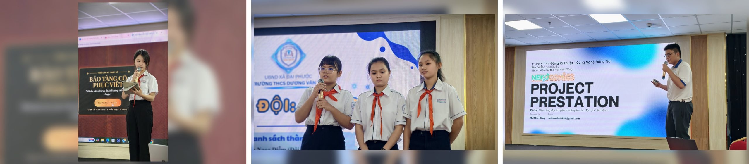 Đại diện các đội giới thiệu và bảo vệ sản phẩm trước Ban giám khảo